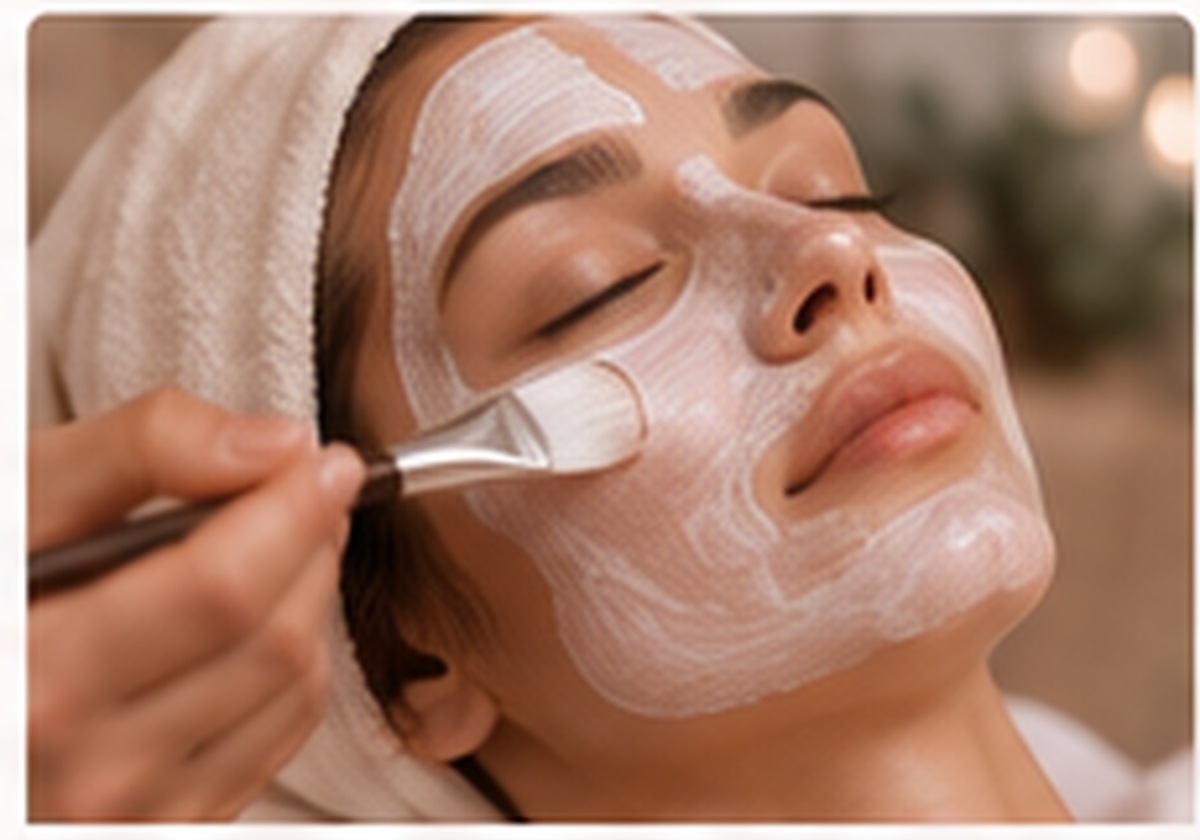 Application au pinceau d’un masque crème pour le soin visage Signature ENAYA